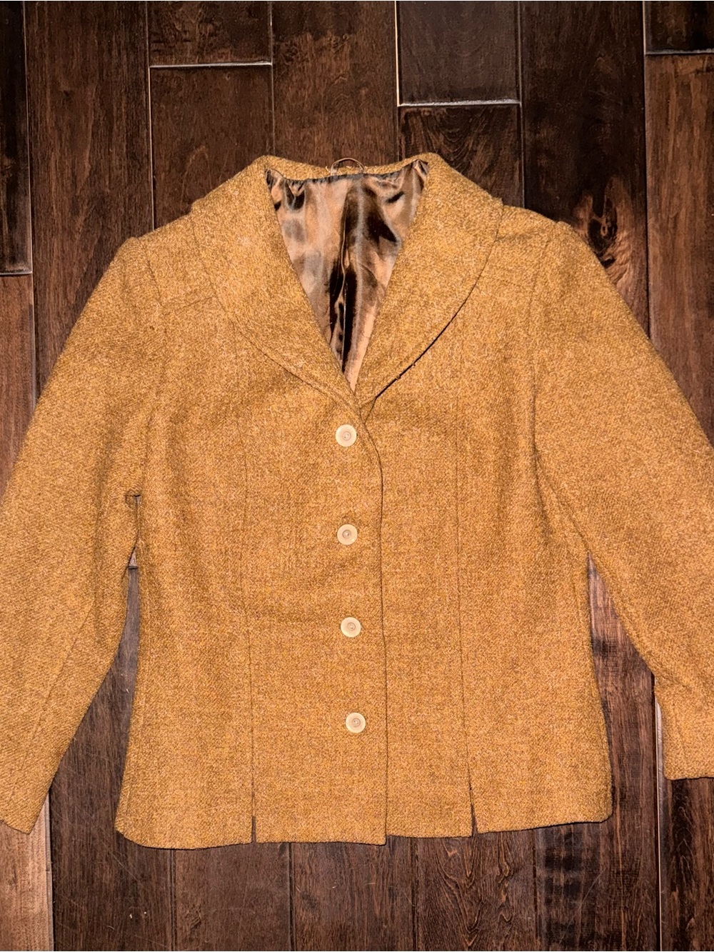 Modell Reine Schur wolle vintage European pure new wool brown coat. 70-80s. S-4